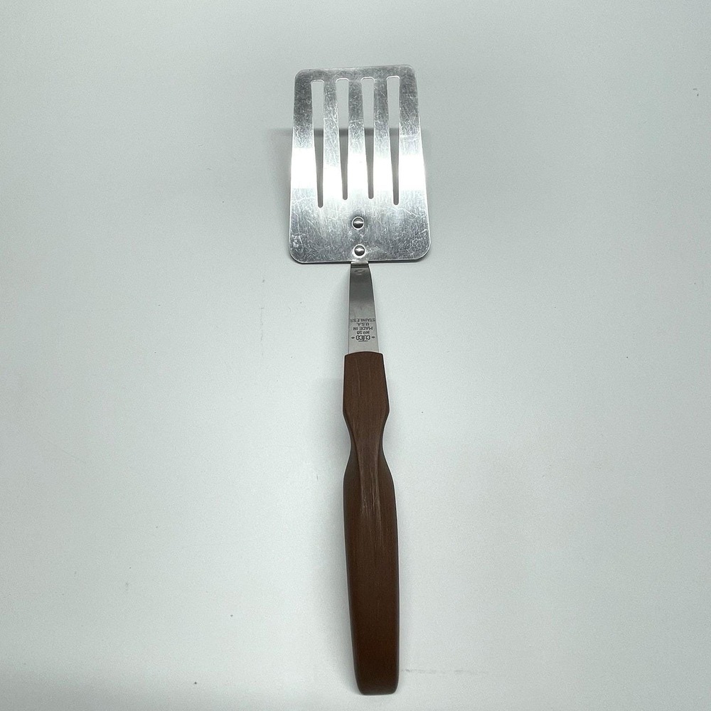 Vintage CUTCO No. 16 Slotted Stainless Steel Turning Spatula Faux Wood Brown USA